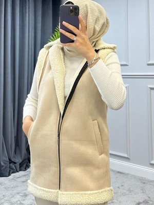 Biker Yelek Bej Biker Yelek Bej