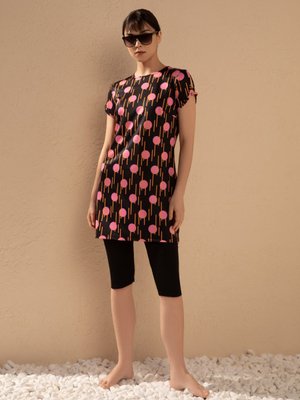 Siyah Bonbon Lycra Yarım Kapalı Mayo