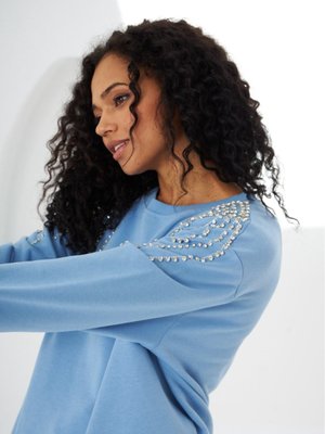 Üçiplik Taşlı Sweatshirt