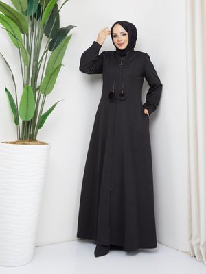 Yeni Sezon Astarlı Mevlana Parçalı Kesim Şık Modelli Kışlık Ferace Pardesü Manto