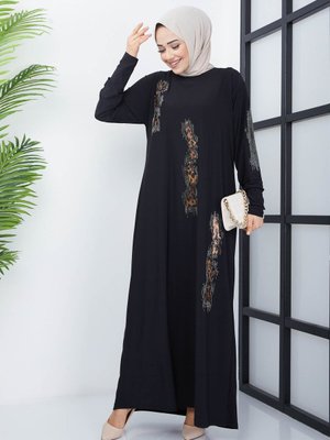 Kadın Sandy Aplike Ve Taş Uygulamalı Tesettür Elbise .genc. Anne