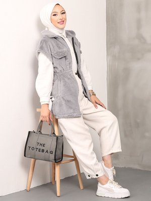 Gri Peluş Yelek Gri Peluş Yelek