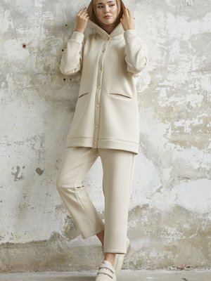 Melvina Cepli Kapüşonlu Scuba Takım Taş Melvina Cepli Kapüşonlu Scuba Takım Taş