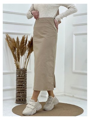 Kumaş Kalem Etek Ekru