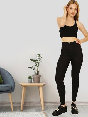 Siyah Yüksek Bel Skinny Pantolon