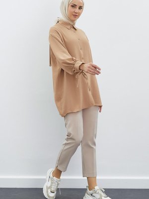 Manşet Bağcıklı Tunik Latte Manşet Bağcıklı Tunik Latte