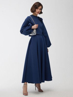 Parçalı Kabarık Etek Gece Mavisi Parçalı Kabarık Etek Gece Mavisi