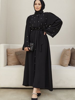 İnci Detaylı Abaya Siyah İnci Detaylı Abaya Siyah