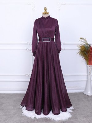 Simli Kalın Kemerli Abiye Elbise Simli Kalın Kemerli Abiye Elbise