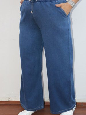 Lacivert Büyük Beden Bol Paça Kot Pantolon