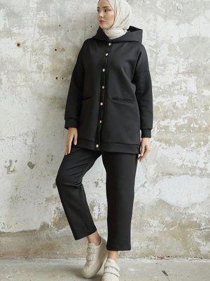 Melvina Cepli Kapüşonlu Scuba Takım Siyah Melvina Cepli Kapüşonlu Scuba Takım Siyah