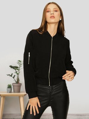 Siyah Fermuar Kapamalı İnce Mont