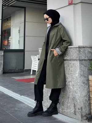 Tina Fermuarlı Trençkot Haki Tina Fermuarlı Trençkot Haki