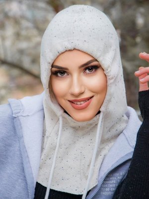 Bağcıklı Kapüşon Bone Krem Kar Yağdı