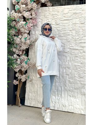 Harf Nakışlı Oversıze Sweatshirt Harf Nakışlı Oversıze Sweatshirt