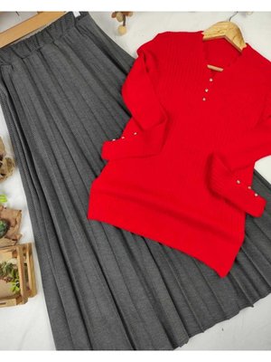 Pamuk Diyagonal Kumaş Pliseli Etek