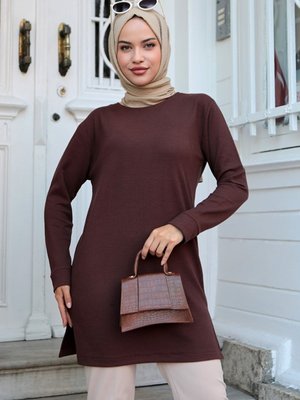 Fitil Detaylı Tunik Kahve