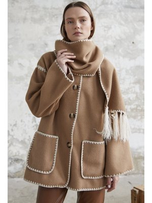 Camel Alira Atkılı Kaşe Ceket Camel Alira Atkılı Kaşe Ceket
