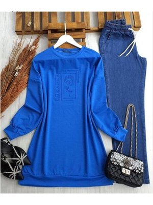 Gül Kabartma Baskılı Tunik