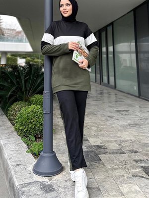 Funda Şerit Detaylı Takım Haki Funda Şerit Detaylı Takım Haki