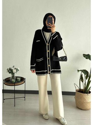 Dügmeli Cepli Triko Hırka