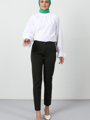 Tek Düğmeli Kalem Pantolon Haki Tek Düğmeli Kalem Pantolon Haki