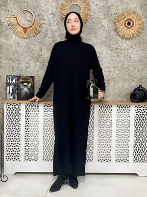 Yarım Balıkçı Siyah Triko Elbise Yarım Balıkçı Siyah Triko Elbise