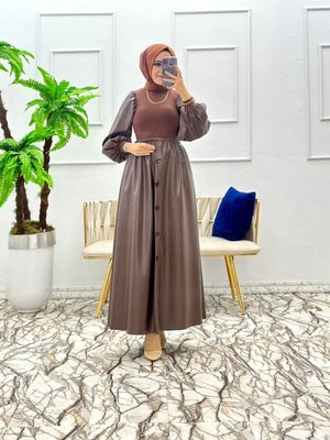 Deri Kombin Düğmelim Elbise Deri Kombin Düğmelim Elbise