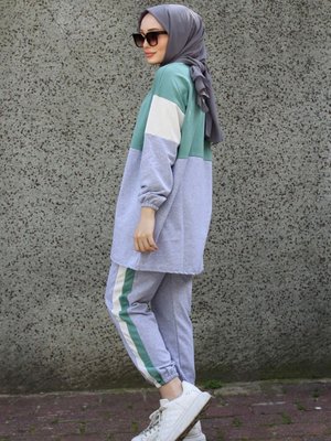 Garnili Spor Mint Yeşili Gri Takım Garnili Spor Mint Yeşili Gri Takım