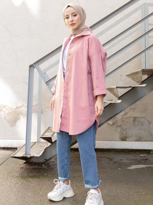 Yan Cepli Gabardin Gömlek