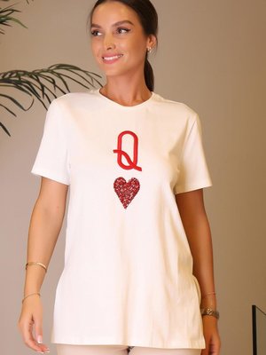 Ekru Kalp Baskılı Sweatshirt