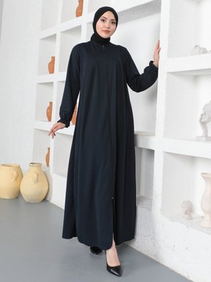 Lacivert Fermuarlı Ferace