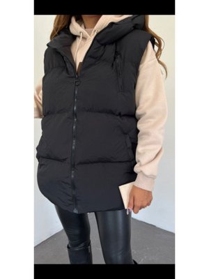 Oversize Şişme Kapüşonlu Yelek