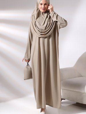 Vizon Tek Parça Çantalı Namaz Elbisesi Vizon Tek Parça Çantalı Namaz Elbisesi