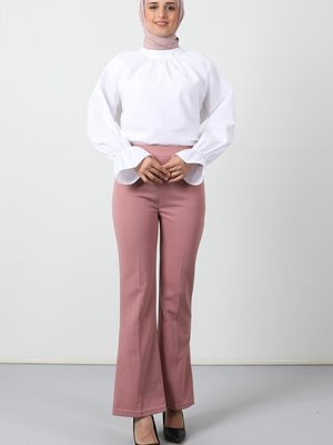 Beli Lastikli Ispanyol Pantolon Pembe Beli Lastikli Ispanyol Pantolon Pembe
