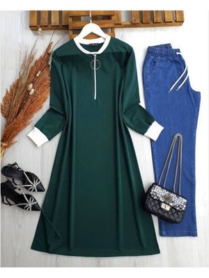 Yaka Ve Kol Ribanalı Tam Boy Tunik