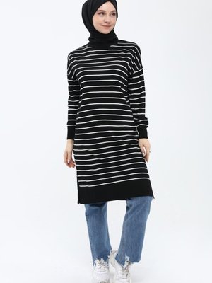 Çizgili Uzun Triko Tunik Çizgili Uzun Triko Tunik