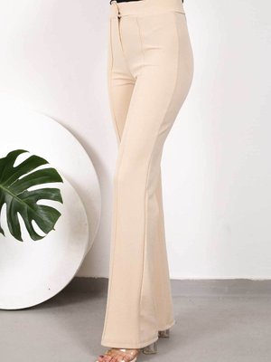 Bej Çimalı Ispanyol Paça Pantolon