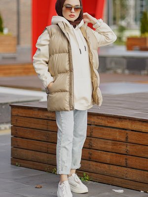 Camel Fermuarlı Şişme Yelek Camel Fermuarlı Şişme Yelek