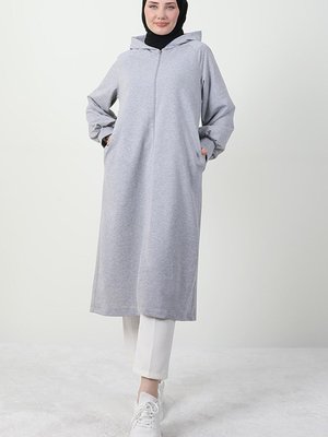 Tam Boy Fermuarlı Kap Gri Tam Boy Fermuarlı Kap Gri