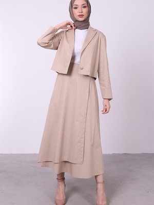 Blazer Ceket Etkeli Takım Bej