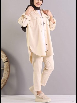 Çift Cepli Çıtçıtlı Oversize Gabardin Gömlek Çift Cepli Çıtçıtlı Oversize Gabardin Gömlek