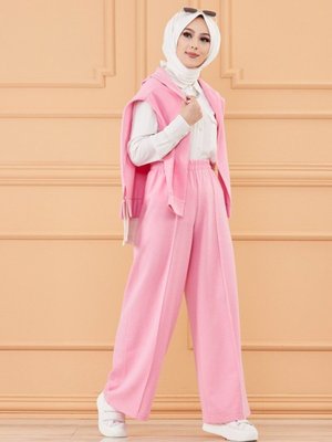 Pembe Beli Lastikli Pantolon Pembe Beli Lastikli Pantolon