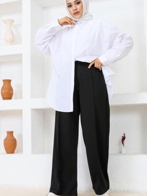 Belli Lastikli Rahat Kesim Salaş Pantolon Siyah