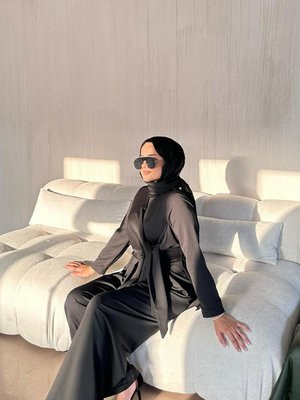 Alissa Bel Detay Saten Tulum Siyah