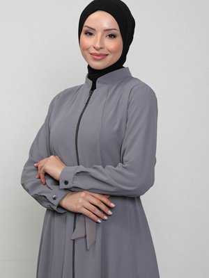 Renas Kemerli Çift Cepli Ferace Gri