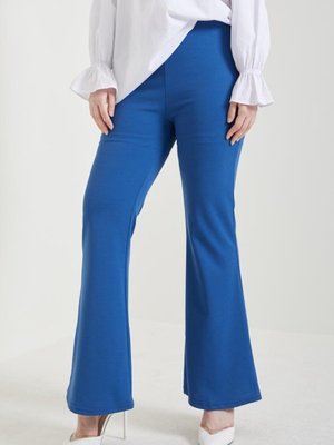 Ispanyol Paça Kumaş Pantolon İndigo