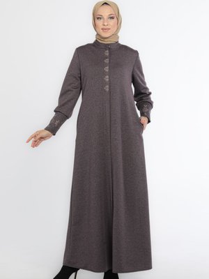 Nakışlı Gül Kurusu Kışlık Ferace Nakışlı Gül Kurusu Kışlık Ferace