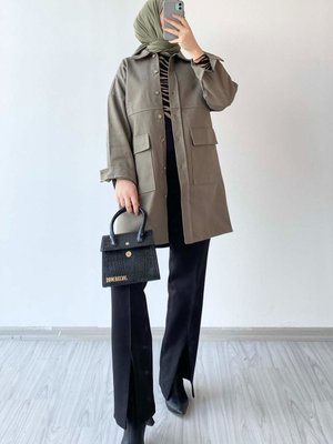 Çif Çep Kapaklı Önden Robalı Gömlrk