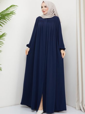 İslami Ferace Robalı Büzgülü Medine İpeği Tam Tesettür